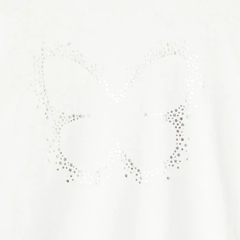 T-shirt à motif papillon pailleté blanc Fille