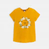 T-shirt à fleurs et sequins jaune Fille