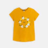 T-shirt à fleurs et sequins jaune Fille