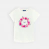 T-shirt à fleurs et sequins blanc Fille