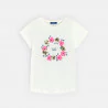 T-shirt à fleurs et sequins blanc Fille