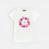 T-shirt à fleurs et sequins blanc Fille