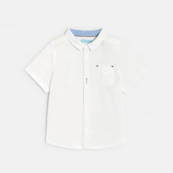 Chemise courte en coton et lin blanc bébé garçon