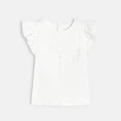 T-shirt imprimé cœur brillant blanc bébé fille