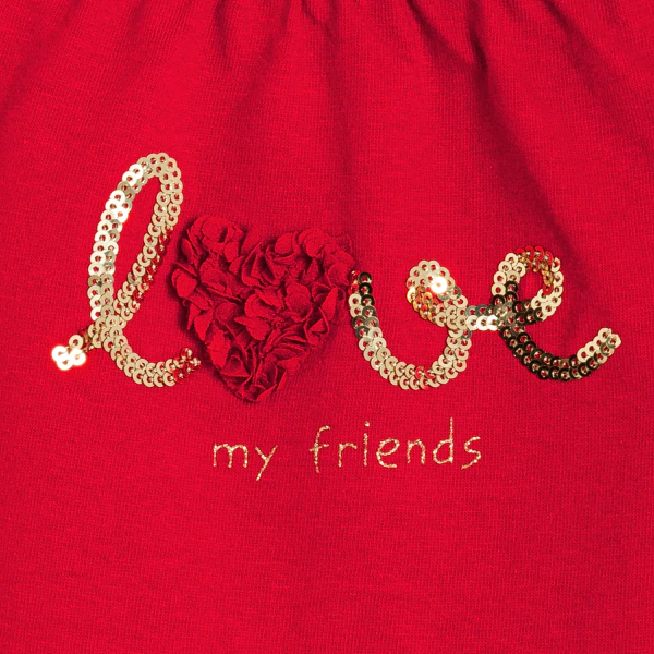 T-shirt à message brillant rouge bébé fille