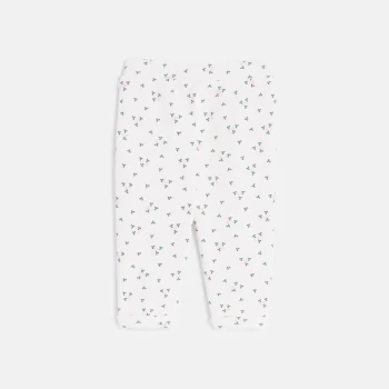 Pantalon molleton fleuri blanc bébé fille