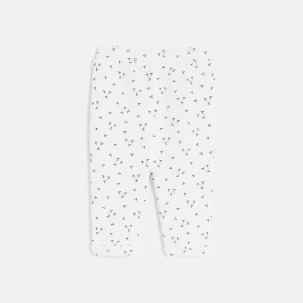 Pantalon molleton fleuri blanc bébé fille