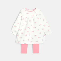 Robe fantaisie motif panda et legging assorti rose bébé fille