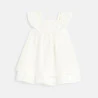 Robe chic plastron fleuri blanc bébé fille