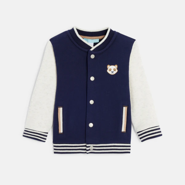 Blouson style teddy patch panda bleu bébé garçon