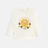 T-shirt lion brodé blanc bébé fille