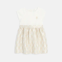 Robe de fête bi-matière motif jacquard brillant bébé fille