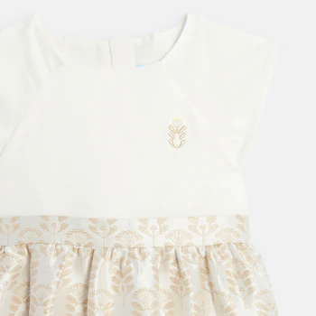 Robe de fête bi-matière motif jacquard brillant bébé fille