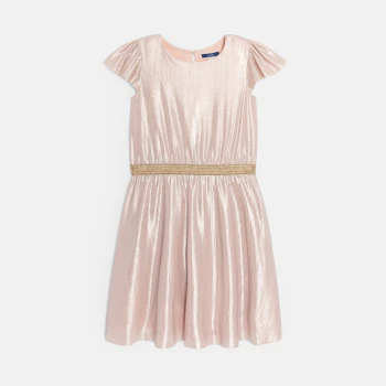 Robe plissée irisée rose fille