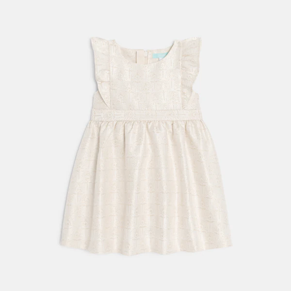 Robe chic irisée à manches volantées beige bébé fille