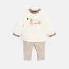 Sweat molleton et pantalon rayé beige bébé garçon