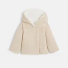 Veste chaude en maille doublée soft boa à capuche beige naissance