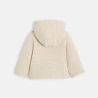 Veste chaude en maille doublée soft boa à capuche beige naissance