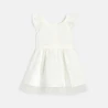 Robe chic bi-matière dentelle et plissé blanc bébé fille