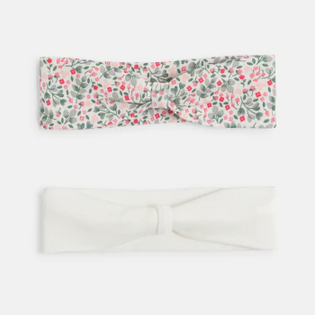 Headband jersey blanc bébé fille (lot de 2)