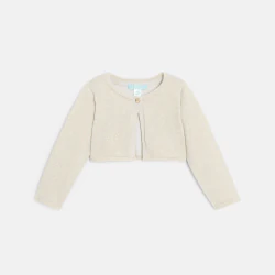 Gilet boléro court maille tricot doré bébé fille