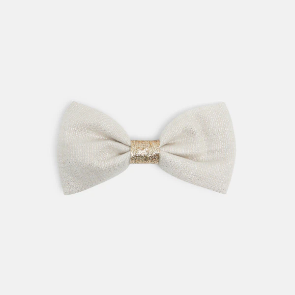 Barrette nœud papillon blanc irisé Fille