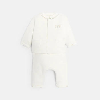 Veste matelassée et pantalon réversibles avec body blanc bébé mixte