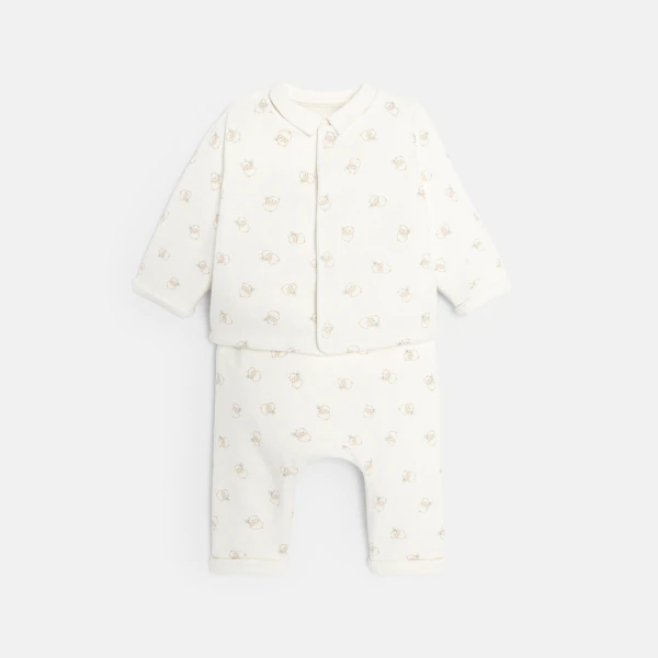 Veste matelassée et pantalon réversibles avec body blanc bébé mixte