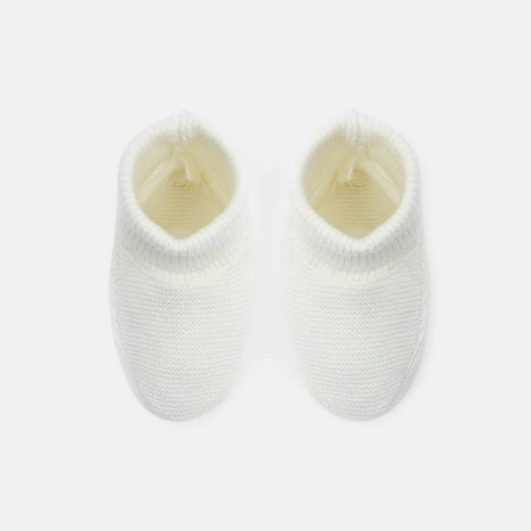 Chausson maille tricot blanc naissance