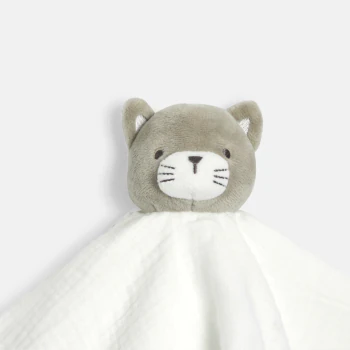 Doudou plat chat gaze de coton