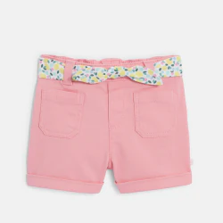 Short coton fantaisie rose bébé fille