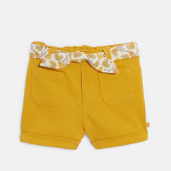 Short coton fantaisie jaune ocre bébé fille