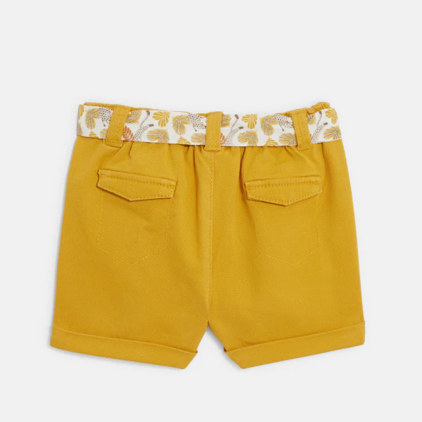 Short coton fantaisie jaune ocre bébé fille