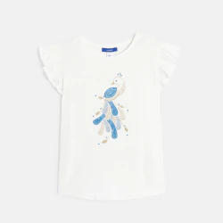 T-shirt motif paon blanc Fille