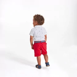 Short en piqué de coton rouge bébé garçon