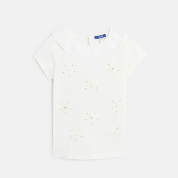 T-shirt chic manches courtes blanc Fille