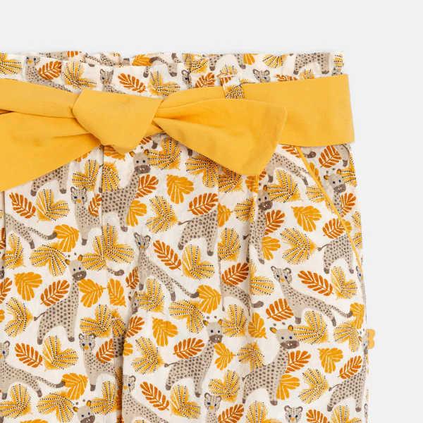 Pantalon paperbag imprimé savane jaune bébé fille