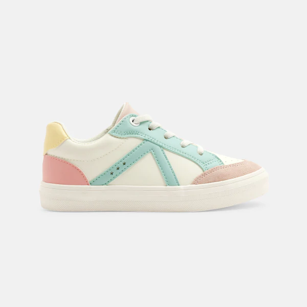 Baskets street basses rose et vert fille