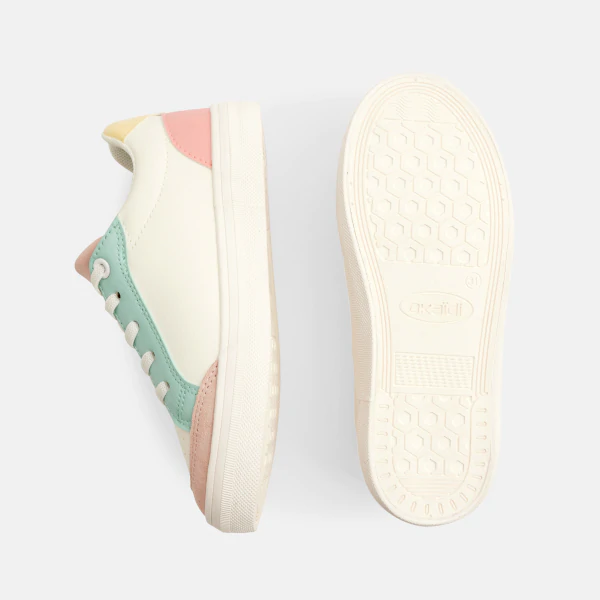 Baskets street basses rose et vert fille