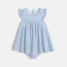 Robe rayée seersucker bleu bébé fille