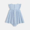 Robe rayée seersucker bleu bébé fille