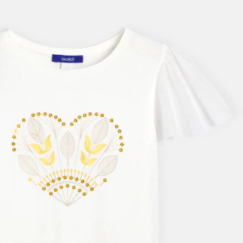 T-shirt à manches courtes papillon blanc Fille