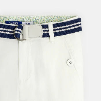 Pantalon slim en toile + ceinture blancGarçon