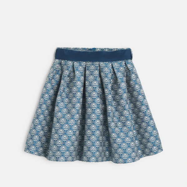 Jupe chic en jacquard bleu fille