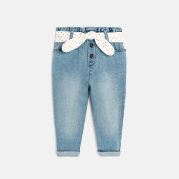 Pantalon taille haute bleu bébé fille