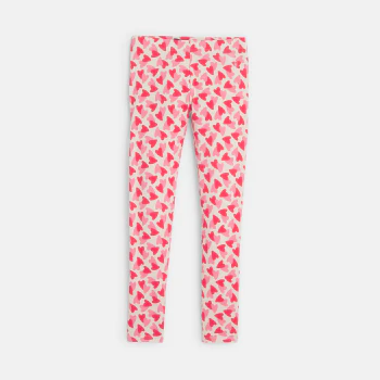 Leggings longs motifs cœurs rouge Fille