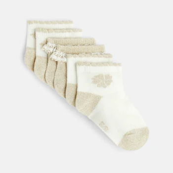 Chaussettes brillantes beige bébé fille (lot de 3)