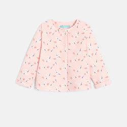 Cardigan fleuri jersey rose bébé fille