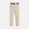 Pantalon slim en toile + ceinture beige Garçon