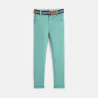 Pantalon chino en toile + ceinture vert Garçon